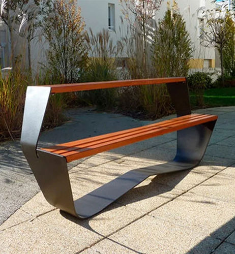 Moderner Picknicktisch - KARMA - Concept Urbain - Tropenholz / Gestell aus Stahlblech / rechteckig