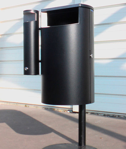 Sockel-Aschenbecher - COMBI - Concept Urbain - wandmontiert / galvanisiertem Stahl / Edelstahl