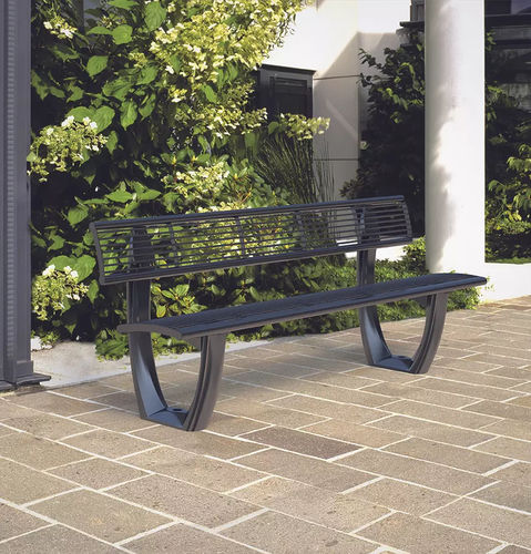 Moderne Bank für den öffentlichen Raum - DELTA - Concept Urbain - Stahl / mit Rückenlehne / ohne Armlehnen