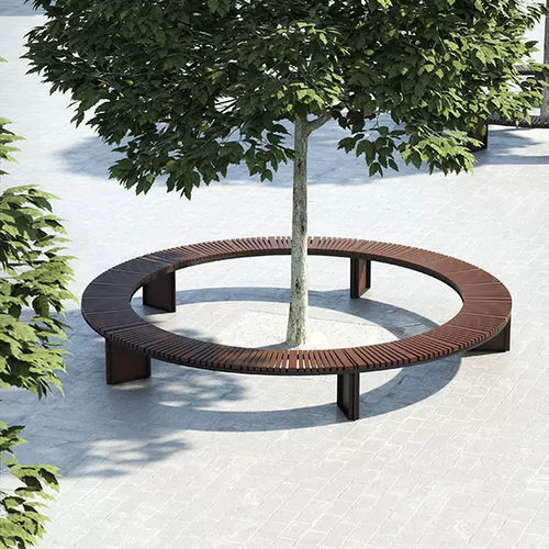 Moderne Bank für den öffentlichen Raum - SOHA - Concept Urbain - Tropenholz / galvanisiertem Stahl / Blech