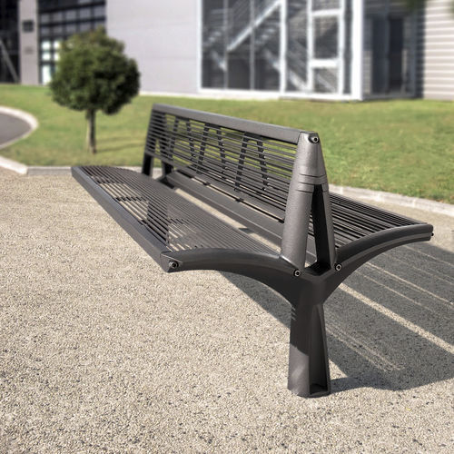 Moderne Bank für den öffentlichen Raum - VESTA - Concept Urbain - Gusseisen / Stahl / mit Rückenlehne