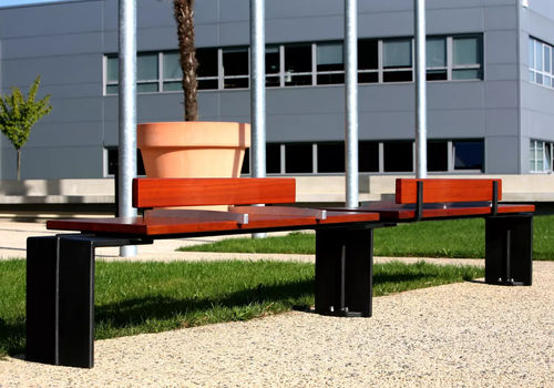 Moderne Bank für den öffentlichen Raum - C & D ÉVÉOLE - Concept Urbain - Tropenholz / Stahl / Gusseisen