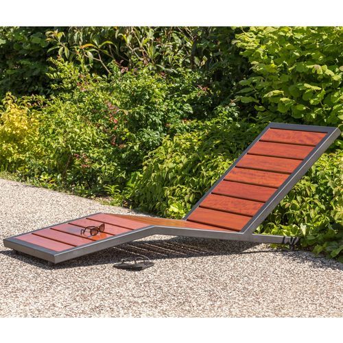 Moderne Sonnenliege - BASIC - Concept Urbain - Tropenholz / Stahl / für Garten