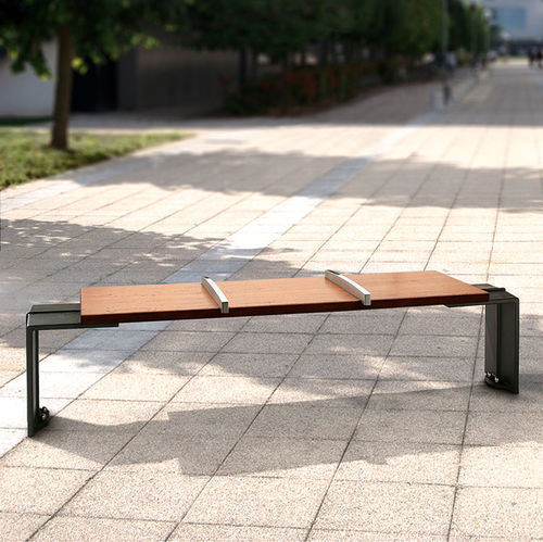 Moderne Bank für den öffentlichen Raum - ÉVÉOLE A - Concept Urbain - Gusseisen / poliertes Aluminium / Tropenholz