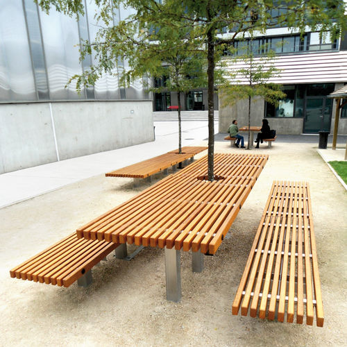 Moderner Tisch - OCÉAN - Concept Urbain - Tropenholz / Gestell aus rostfreiem Edelstahl / rechteckig
