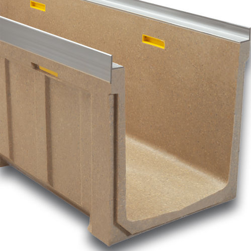 Gitter-Abflussrinne - U300K - ULMA - ARCHITECTURAL SOLUTIONS - Schlitz / mit Neigung / Polymerbeton