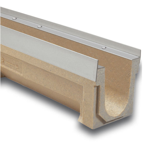 Gitter-Abflussrinne - F100 - ULMA - ARCHITECTURAL SOLUTIONS - mit Neigung / Polymerbeton / Gusseisengitter