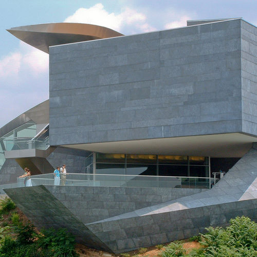 Paneel-Fassadenverkleidung - HUNTER MUSEUM - A. Zahner - Zink / Edelstahl / vertikal