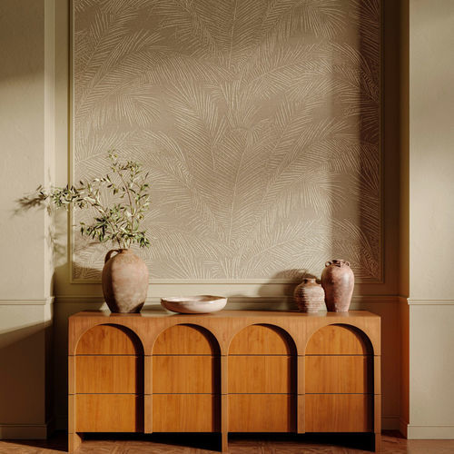 Moderne Tapete - MAUI - ARTE - Vinyl / Blumenmotiv / grau