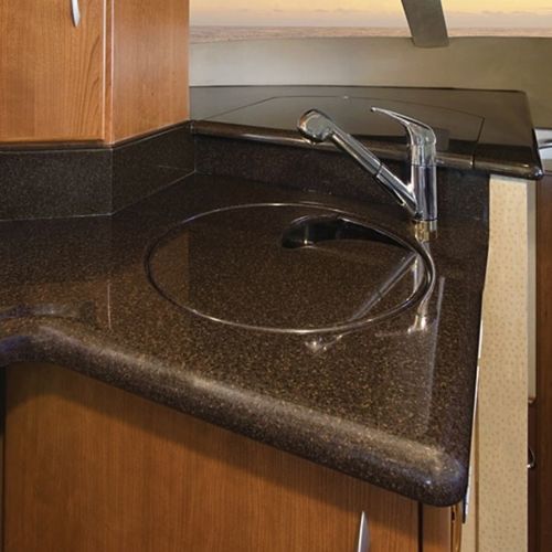 Mineralwerkstoff-Arbeitsplatte - PEBBLE TERRAIN  PT857 - Staron Solid Surfaces - für Küche / für Badezimmer / braun