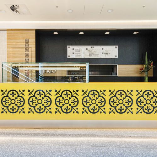 Mineralwerkstoff-Arbeitsplatte - SUNFLOWER(N)  SS042 - Staron Solid Surfaces - für Gewerbegebrauch / gelb / fleckenabweisend