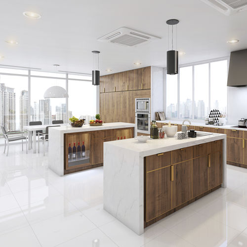 Mineralwerkstoff-Arbeitsplatte - MORNING SKY   - Staron Solid Surfaces - für Küche / grau