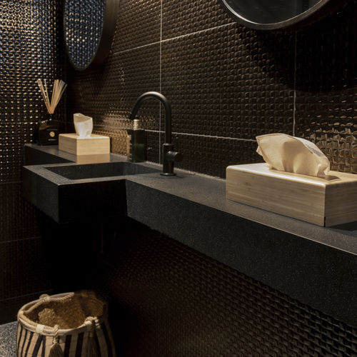 Mineralwerkstoff-Arbeitsplatte - SANDED DARK NEBULA   - Staron Solid Surfaces - für Küche / für Badezimmer / fleckenabweisend