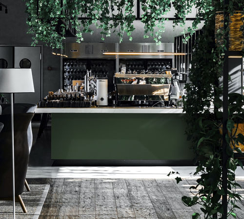 Mineralwerkstoff-Arbeitsplatte - FOREST SF061 - Staron Solid Surfaces - für Gewerbegebrauch / grün / fleckenabweisend