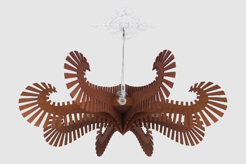 Kronleuchter / originelles Design - OCTOPUS - Valchromat - Edelstahl / Holz