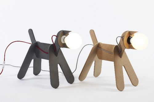 Tischlampe - "GET OUT" AND "CAT" - Valchromat - Holz / originelles Design / mit Kabel