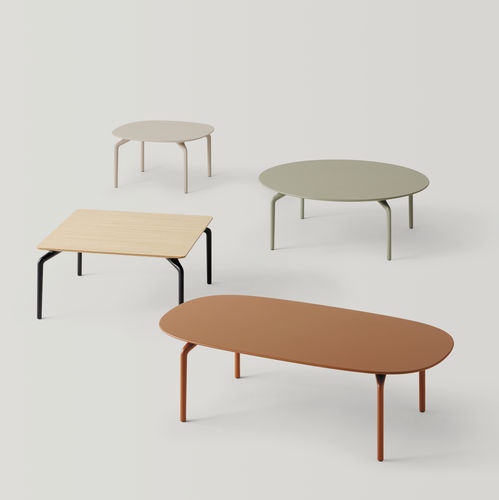 Moderner Beistelltisch - KERN - INCLASS - Holz / Gestell aus Aluminium / rund