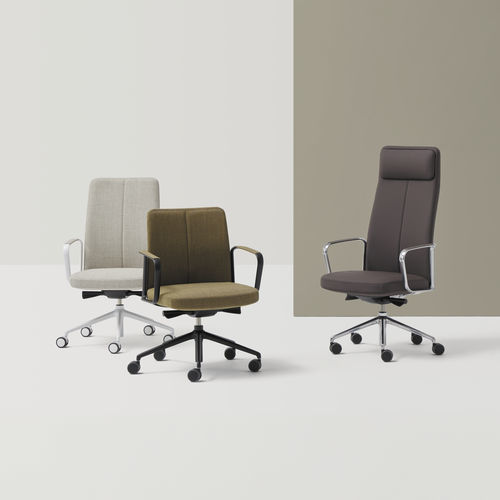 Leder-Arbeitsstuhl - ZENPRO - INCLASS - Stoff / mit Rollen / mit Kopfstütze