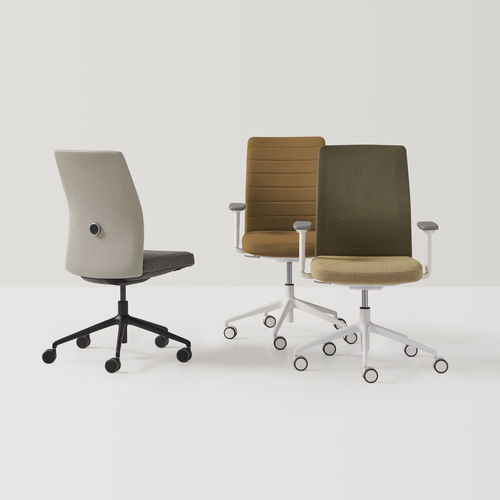 Leder-Arbeitsstuhl - ESITT - INCLASS - Stoff / mit Rollen / mit Fußstütze