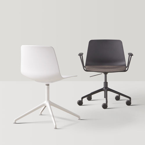 Polypropylenarbeitsstuhl - VARYA XL - INCLASS - Leder / Stoff / mit Rollen