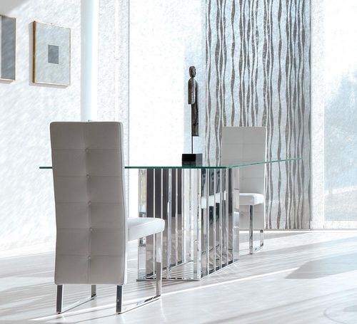 Moderner Tisch - LIFE CLASS : PLACE VENDOME 220 - Italy Dream Design - Glas / Marmor / Gestell aus verchromtem Metall