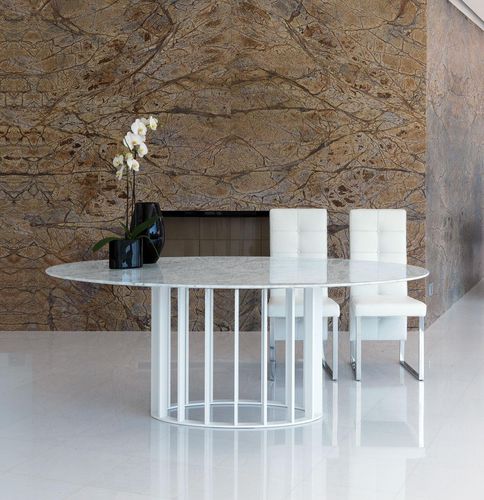 Moderner Tisch - LIFE CLASS : EMBASSY - Italy Dream Design - Marmor / Gestell aus verchromtem Metall / Gestell aus lackiertem Metall