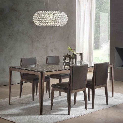 Moderner Esstisch - SHAPE - Italy Dream Design - Marmor / Gestell aus Massivholz / Gestell aus Nussbaum