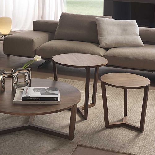 Moderner Couchtisch - JENNY - Italy Dream Design - amerikanischer Nussbaum / Marmor / Gestell aus Massivholz