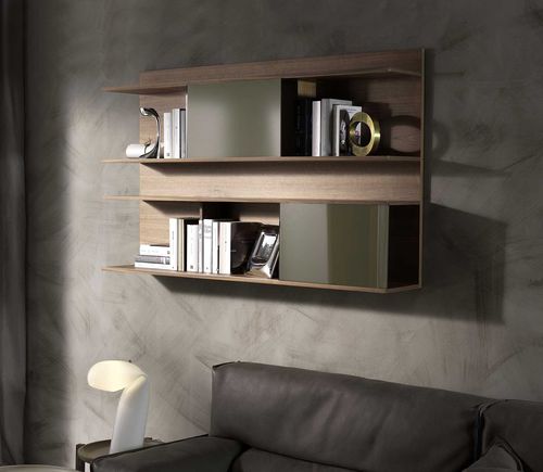 Wandmontiertes Bücherregal - Hugo - Italy Dream Design - modern / Esche / Glas