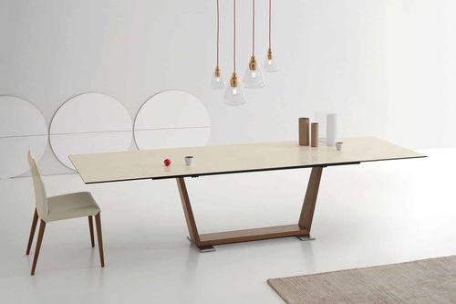 Keramik-Esstisch - DOLY - Italy Dream Design - Gestell aus Holz / Gestell aus rostfreiem Edelstahl / rechteckig