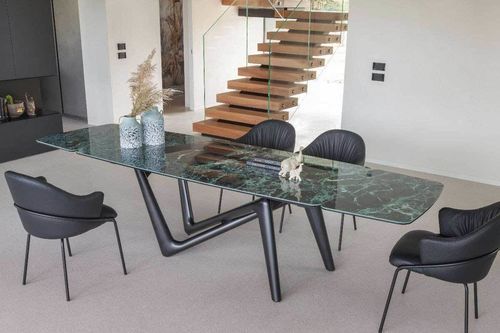 Moderner Esstisch - EDGE - Italy Dream Design - Keramik / Gestell aus Polyurethan / rechteckig