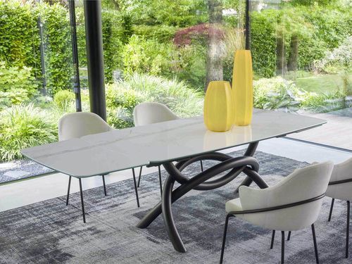 Moderner Esstisch - TWIST - Italy Dream Design - Keramik / Gestell aus Metall / gebogen