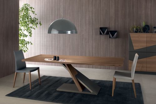 Moderner Esstisch - JAVA - Italy Dream Design - Holzfurnier / Gestell aus Metall / Gestell aus lackiertem Metall