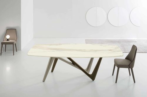 Moderner Esstisch - EDGE - Italy Dream Design - Keramik / Gestell aus Polyurethan / rechteckig