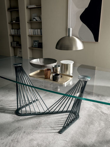 Moderner Esstisch - HARP - Italy Dream Design - Hartglas / Gestell aus Metall / rechteckig