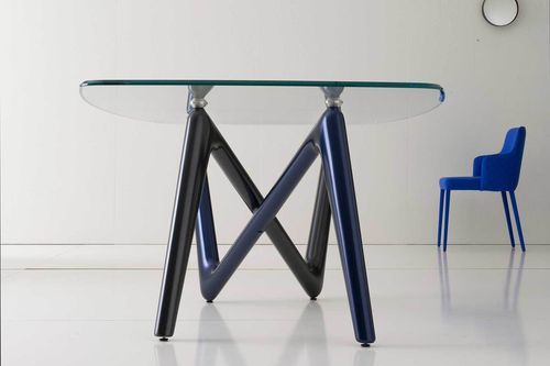 Moderner Esstisch - Edge - Italy Dream Design - Hartglas / Gestell aus Polyurethan / rechteckig