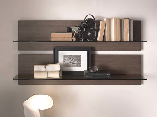 Wandmontiertes Regal - BEN - Italy Dream Design - modern / Nussbaum / Hartglas