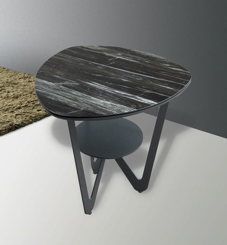 Moderner Beistelltisch - PLAY - Italy Dream Design - emaillierte Keramik / Gestell aus lackiertem Metall / rechteckig