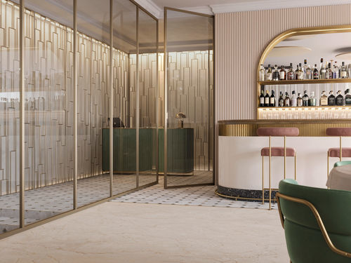 Festinstallierte Trennwand - Divina fixed wall with swing door - ARLU - mit Glasfront / Aluminium / für professionellen Einsatz