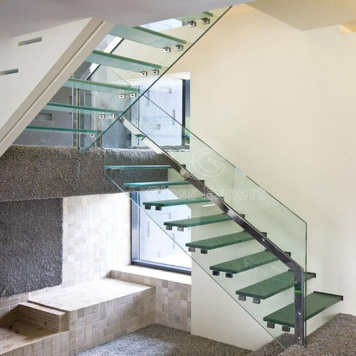 Halbgewendelte Treppe - STRUCTURAL - Glas Expert - Glasstufen / mit Glasstruktur / für Privatgebrauch