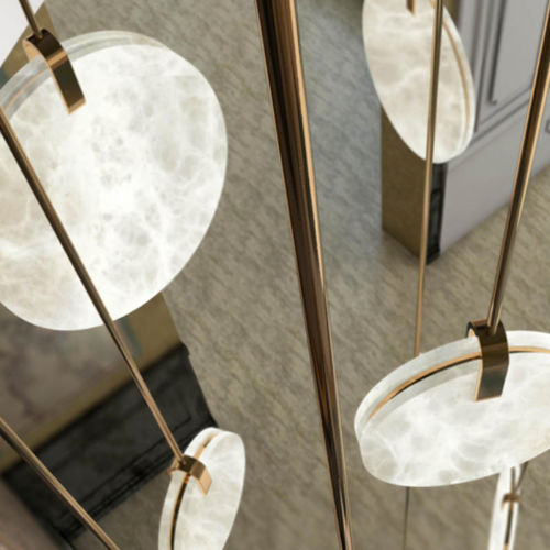 Hängelampe - SOHO - Atelier-alain-ellouz - Metall / Alabaster / modern