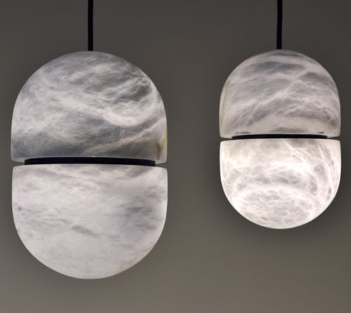Hängelampe - YUM - Atelier-alain-ellouz - Alabaster / modern / mit Kabel