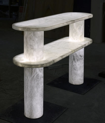 Moderner Konsolentisch - DIOR - Atelier-alain-ellouz - Alabaster / Gestell aus Alabaster / oval