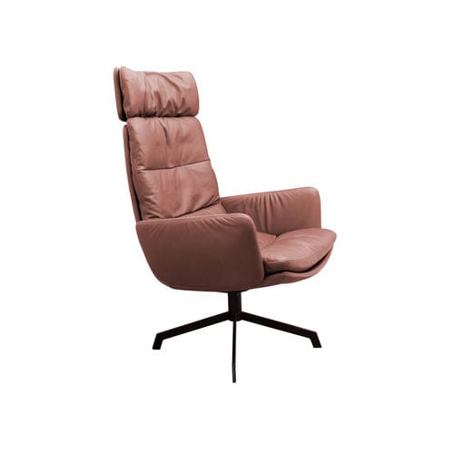 Moderner Besuchersessel - ARVA LOUNGE - KFF - Leder / Sperrholz / braun
