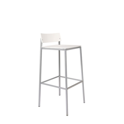 Moderner Barhocker - UNIT - KFF - geformtes Sperrholz / Gestell aus Stahl / Gestell aus rostfreiem Edelstahl