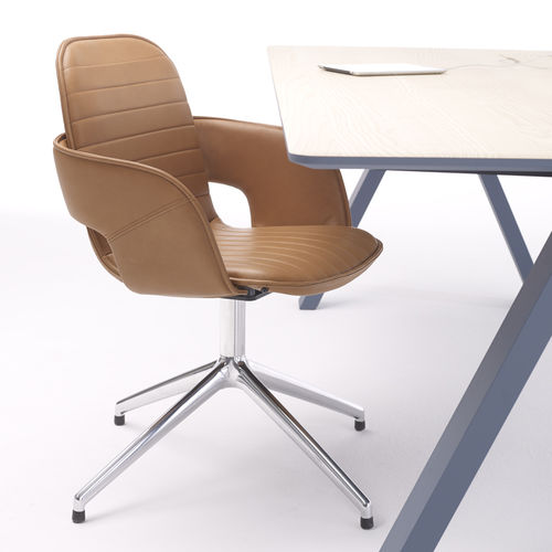 Moderner Bürostuhl - FLUX - Arco - Leder / Gestell aus Stahl / Polster