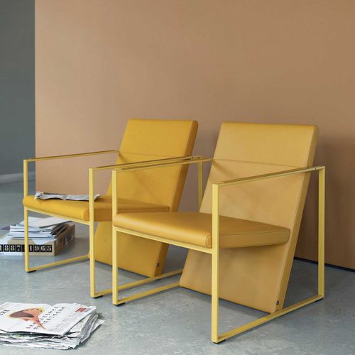 Moderner Sessel - SPINE - Arco - Leder / Stoff / Stahl