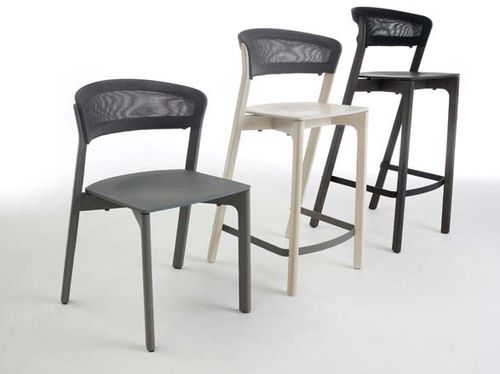Moderner Barhocker - CAFE - Arco - Leder / Gestell aus Buche / Polster