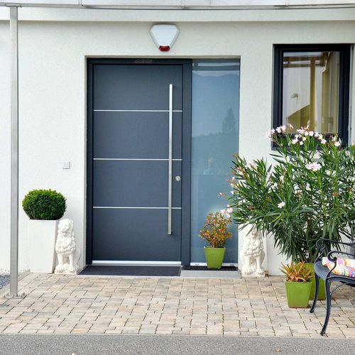 Eingangstür - STANDARD - Trocal - PVC / einflügelig / Glas