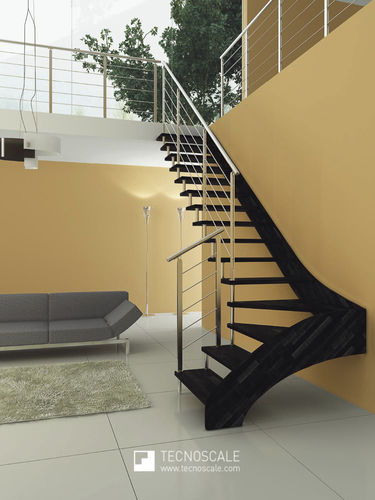 Gerade Treppe - ALIANTE FLAT - TECNOSCALE - viertelgewendelt / halbgewendelt / Holzstufen